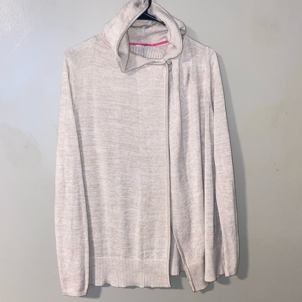 Tan Lululemon cream cardigan hooded sweater